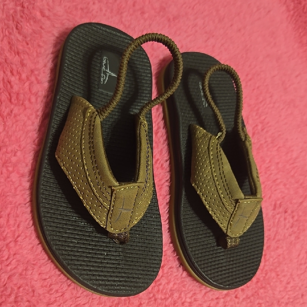 FLIP FLOPS NEW  BLUE FIN Stylish Brown Kids Sandals SIZE 10
